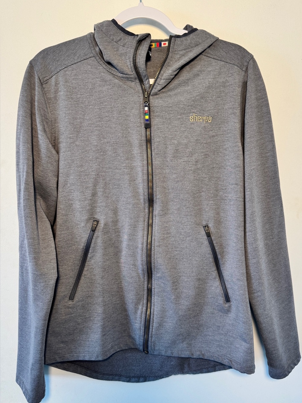 Sherpa Men's Gray Full-Zip Hooded Sweatshirt